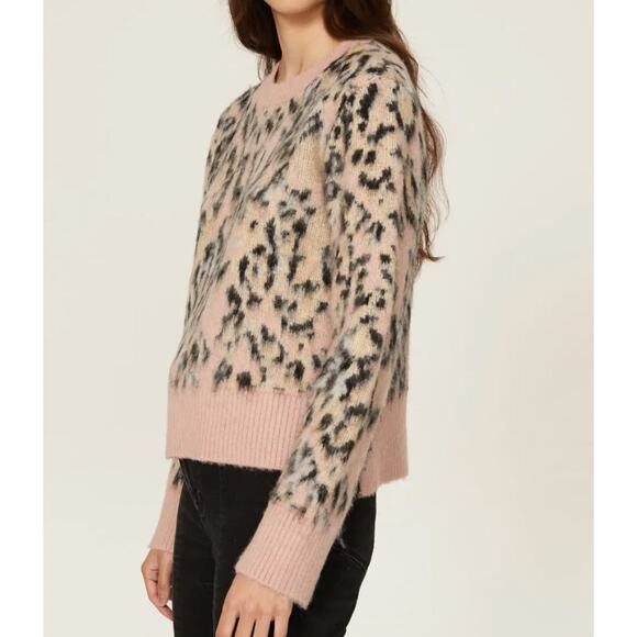 AllSaints Wool Alpaca Blend Crewneck Aurora Leopard Print Sweater Size small - Picture 1 of 6